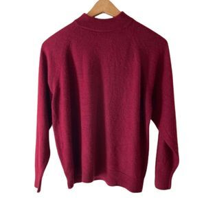 Maroon Mock‎ Neck Sweater LARGE Petite Vintage VTG Designers Originals Deep Red
